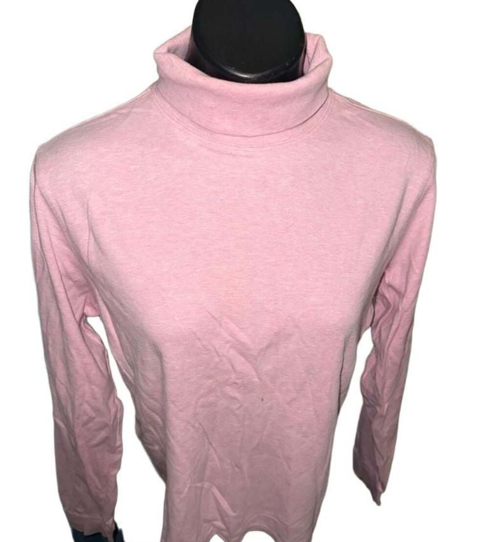 L.L. Bean Women's Pink Cotton Long Sleeve Turtleneck Top Size LG-REG